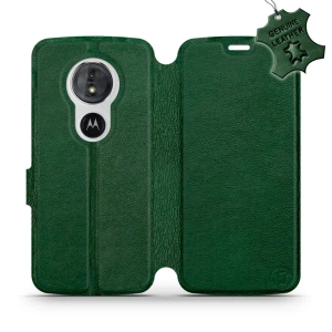 Etui ze skóry naturalnej do Motorola Moto E5 - wzór Green Leather