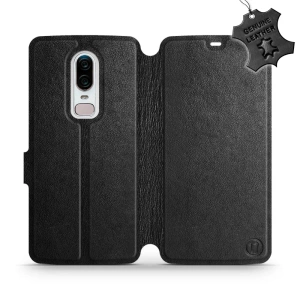 Etui ze skóry naturalnej do OnePlus 6 A6000 - wzór Black Leather