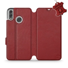 Etui ze skóry naturalnej do Huawei Honor 8X - wzór Dark Red Leather