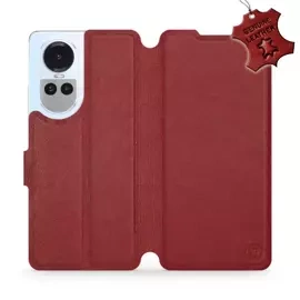 Etui ze skóry naturalnej do OPPO Reno 10 5G - wzór Dark Red Leather