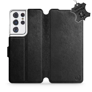 Etui ze skóry naturalnej do Samsung Galaxy S21 Ultra - wzór Black Leather