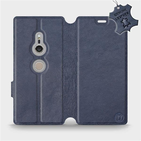 Etui ze skóry naturalnej do Sony Xperia XZ2 - wzór Blue Leather