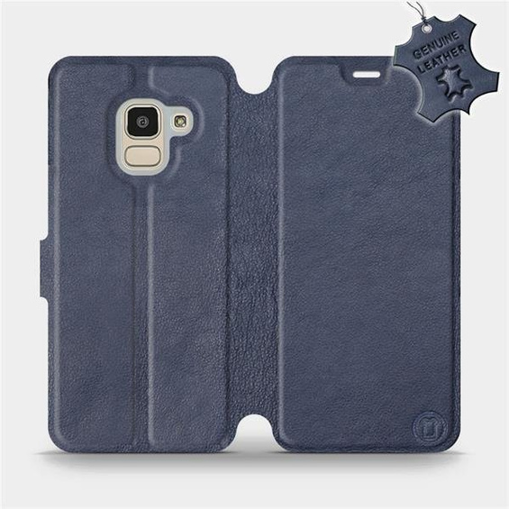 Etui ze skóry naturalnej do Samsung Galaxy J6 2018 - wzór Blue Leather