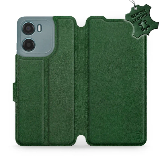 Etui ze skóry naturalnej do Motorola Moto G05 - wzór Green Leather