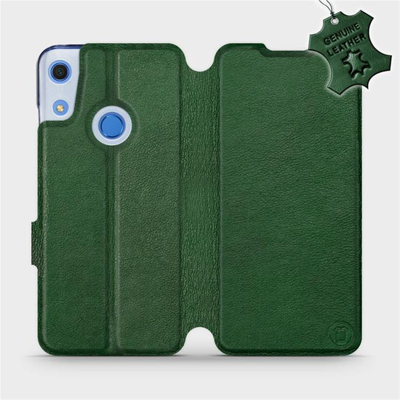 Etui ze skóry naturalnej do Huawei Y6S - wzór Green Leather