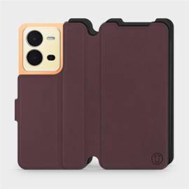 Etui Soft Touch do Vivo X80 Lite - wzór Matowy burgund z czernią