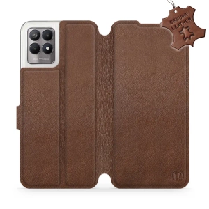 Etui ze skóry naturalnej do Realme 8i - wzór Brown Leather