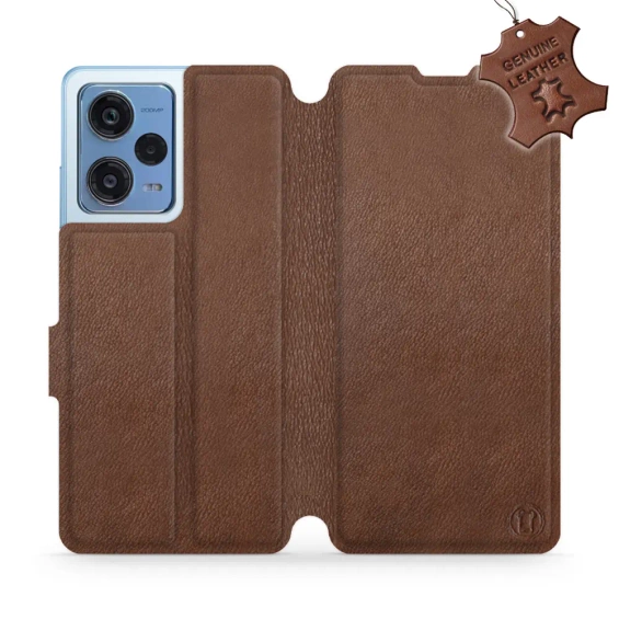 Etui ze skóry naturalnej do Xiaomi Redmi Note 12 Pro 5G - wzór Brown Leather