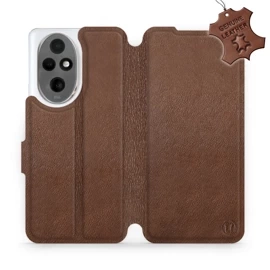 Etui ze skóry naturalnej do Huawei Honor 200 - wzór Brown Leather