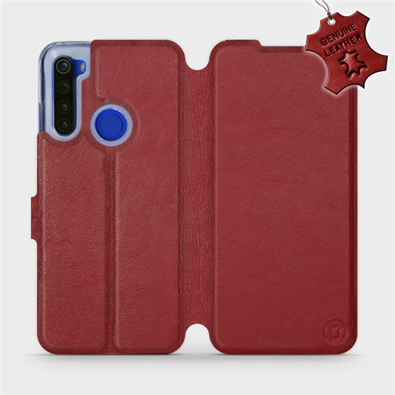 Etui ze skóry naturalnej do Xiaomi Redmi Note 8T - wzór Dark Red Leather