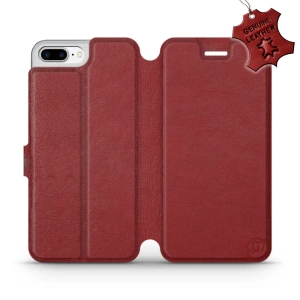Etui ze skóry naturalnej do Apple iPhone 8 Plus - wzór Dark Red Leather