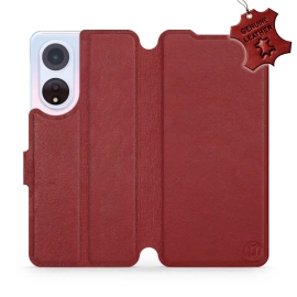 Etui ze skóry naturalnej do OPPO A98 5G - wzór Dark Red Leather
