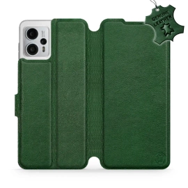 Etui ze skóry naturalnej do Motorola Moto G23 - wzór Green Leather