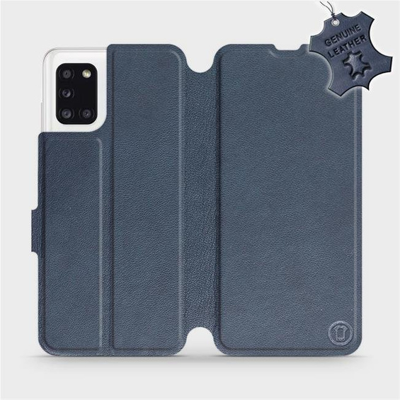 Etui ze skóry naturalnej do Samsung Galaxy A31 - wzór Blue Leather