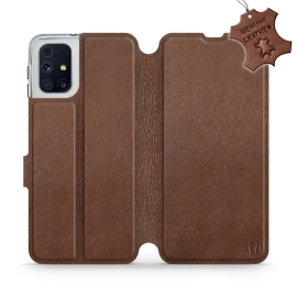 Etui ze skóry naturalnej do Samsung Galaxy M31s - wzór Brown Leather