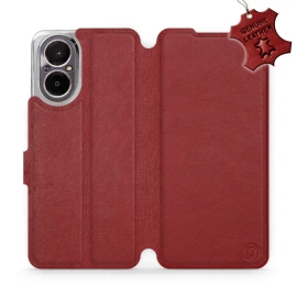 Etui ze skóry naturalnej do Realme C67 4G - wzór Dark Red Leather