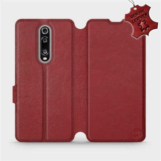 Etui ze skóry naturalnej do Xiaomi Mi 9T Pro - wzór Dark Red Leather