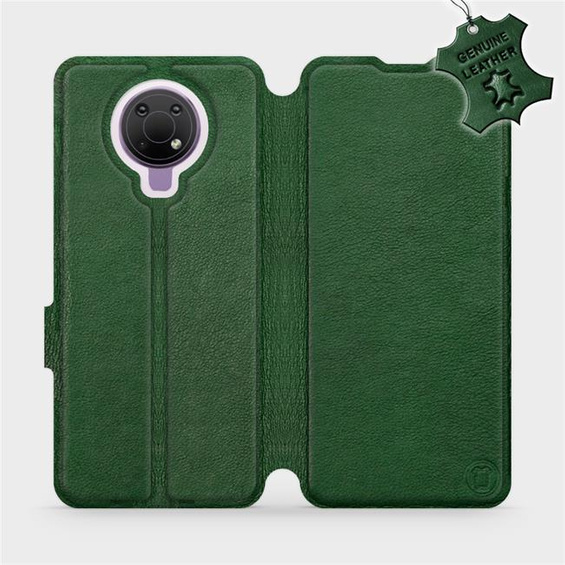 Etui ze skóry naturalnej do Nokia G10 - wzór Green Leather