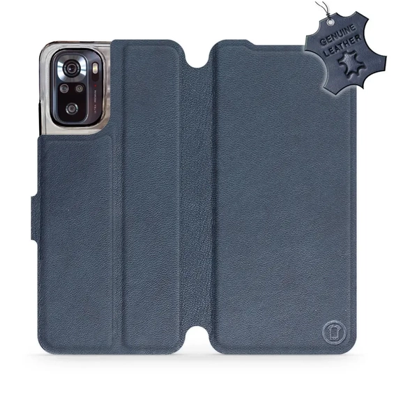 Etui ze skóry naturalnej do Xiaomi POCO M5s - wzór Blue Leather
