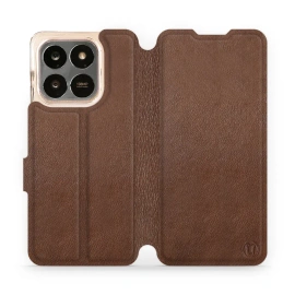 Etui ze skóry naturalnej do Huawei Honor 400 Smart - wzór Brown Leather