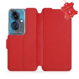 Etui ze skóry naturalnej do OPPO Reno 11F - wzór Red Leather