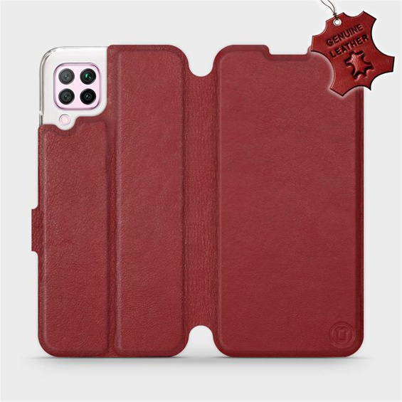 Etui ze skóry naturalnej do Huawei P40 Lite - wzór Dark Red Leather