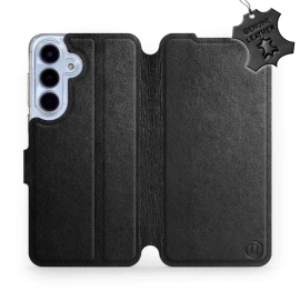 Etui ze skóry naturalnej do Samsung Galaxy S25 FE 5G - wzór Black Leather