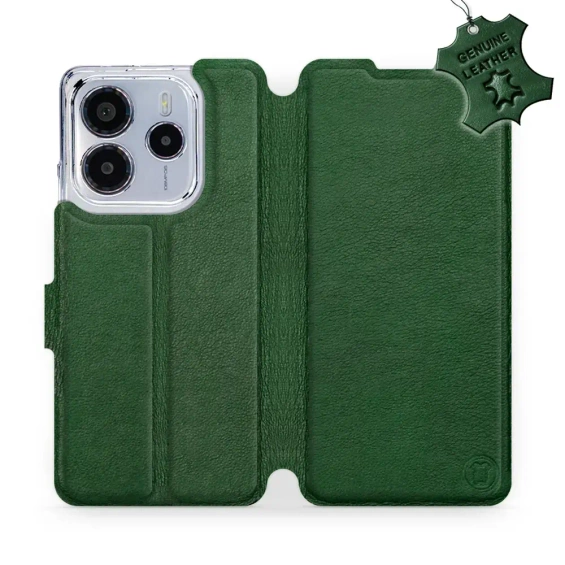 Etui ze skóry naturalnej do Xiaomi Redmi Note 14 4G - wzór Green Leather