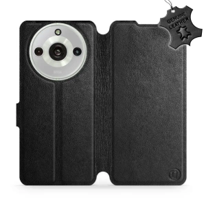 Etui ze skóry naturalnej do Realme 11 Pro Plus - wzór Black Leather
