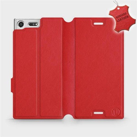 Etui ze skóry naturalnej do Sony Xperia XZ Premium - wzór Red Leather