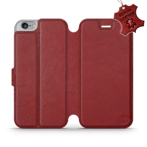 Etui ze skóry naturalnej do Apple iPhone 6 - wzór Dark Red Leather