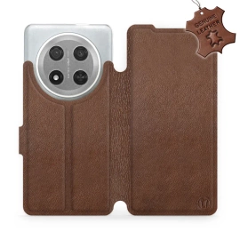 Etui ze skóry naturalnej do Huawei Honor Magic7 Lite 5G - wzór Brown Leather