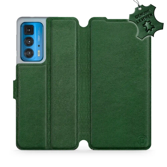 Etui ze skóry naturalnej do Motorola Edge 20 Pro - wzór Green Leather