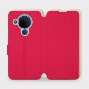 Etui Soft Touch do Nokia 5.4 - wzór Żywa czerwień z platyną