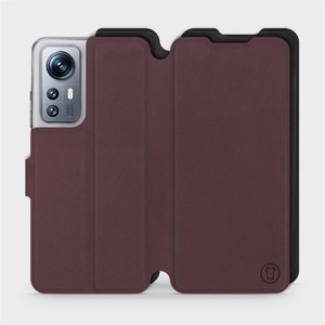 Etui Soft Touch do Xiaomi 12S - wzór Matowy burgund z czernią