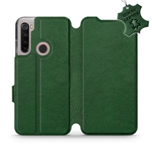Etui ze skóry naturalnej do Xiaomi Redmi Note 8 - wzór Green Leather