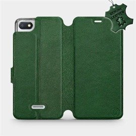 Etui ze skóry naturalnej do Xiaomi Redmi 6A - wzór Green Leather