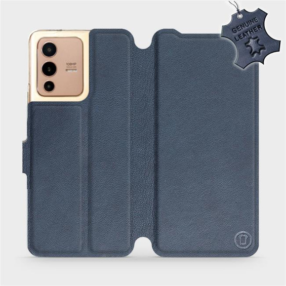 Etui ze skóry naturalnej do Vivo V23 5G - wzór Blue Leather