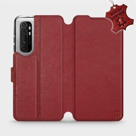 Etui ze skóry naturalnej do Xiaomi Mi Note 10 Lite - wzór Dark Red Leather