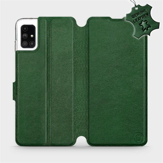 Etui ze skóry naturalnej do Samsung Galaxy M51 - wzór Green Leather