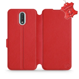Etui ze skóry naturalnej do Nokia 2.3 - wzór Red Leather