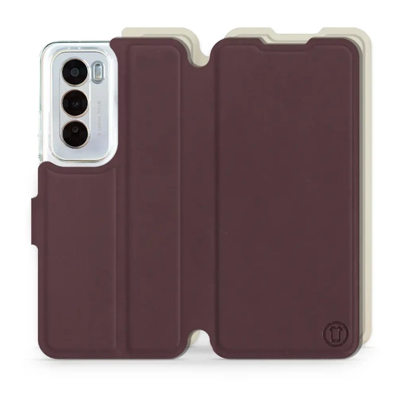 Etui Soft Touch do OPPO Reno 12 5G - wzór Matowy burgund z platyną
