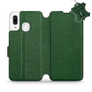 Etui ze skóry naturalnej do Samsung Galaxy A40 - wzór Green Leather