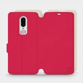 Etui Soft Touch do OnePlus 6 A6000 - wzór Żywa czerwień z platyną