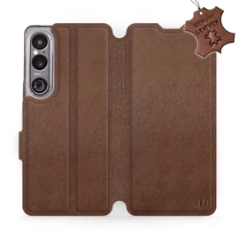 Etui ze skóry naturalnej do Sony Xperia 1 VI - wzór Brown Leather
