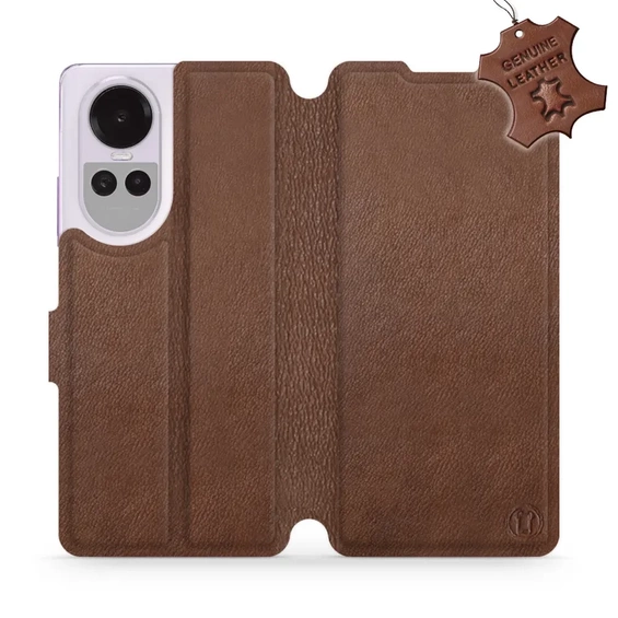 Etui ze skóry naturalnej do OPPO Reno 10 Pro 5G - wzór Brown Leather
