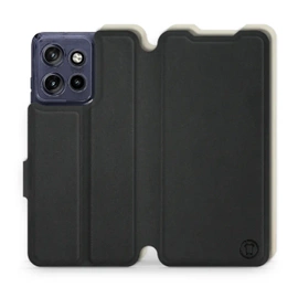 Etui Soft Touch do Motorola Edge 50 Neo - wzór Satynowa czerń z platyną