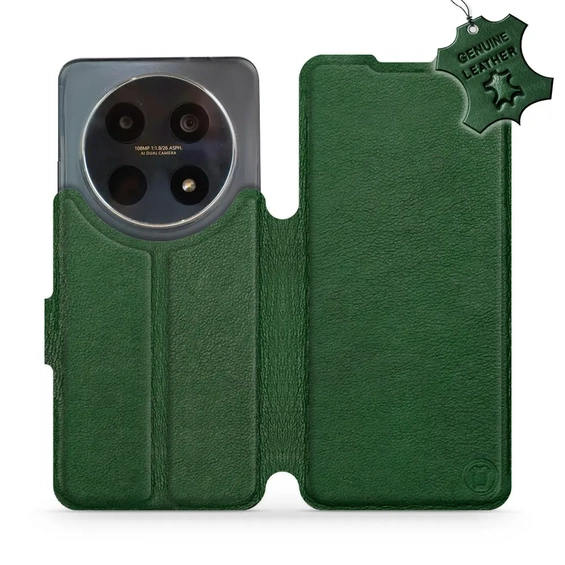 Etui ze skóry naturalnej do Huawei Nova 12i - wzór Green Leather