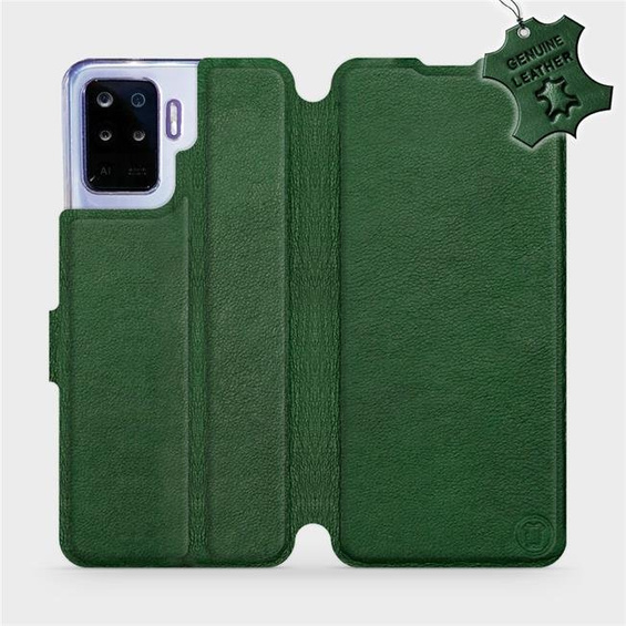 Etui ze skóry naturalnej do OPPO Reno 5 Lite - wzór Green Leather
