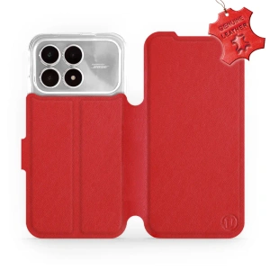 Etui ze skóry naturalnej do Xiaomi Poco F8 Pro - wzór Red Leather